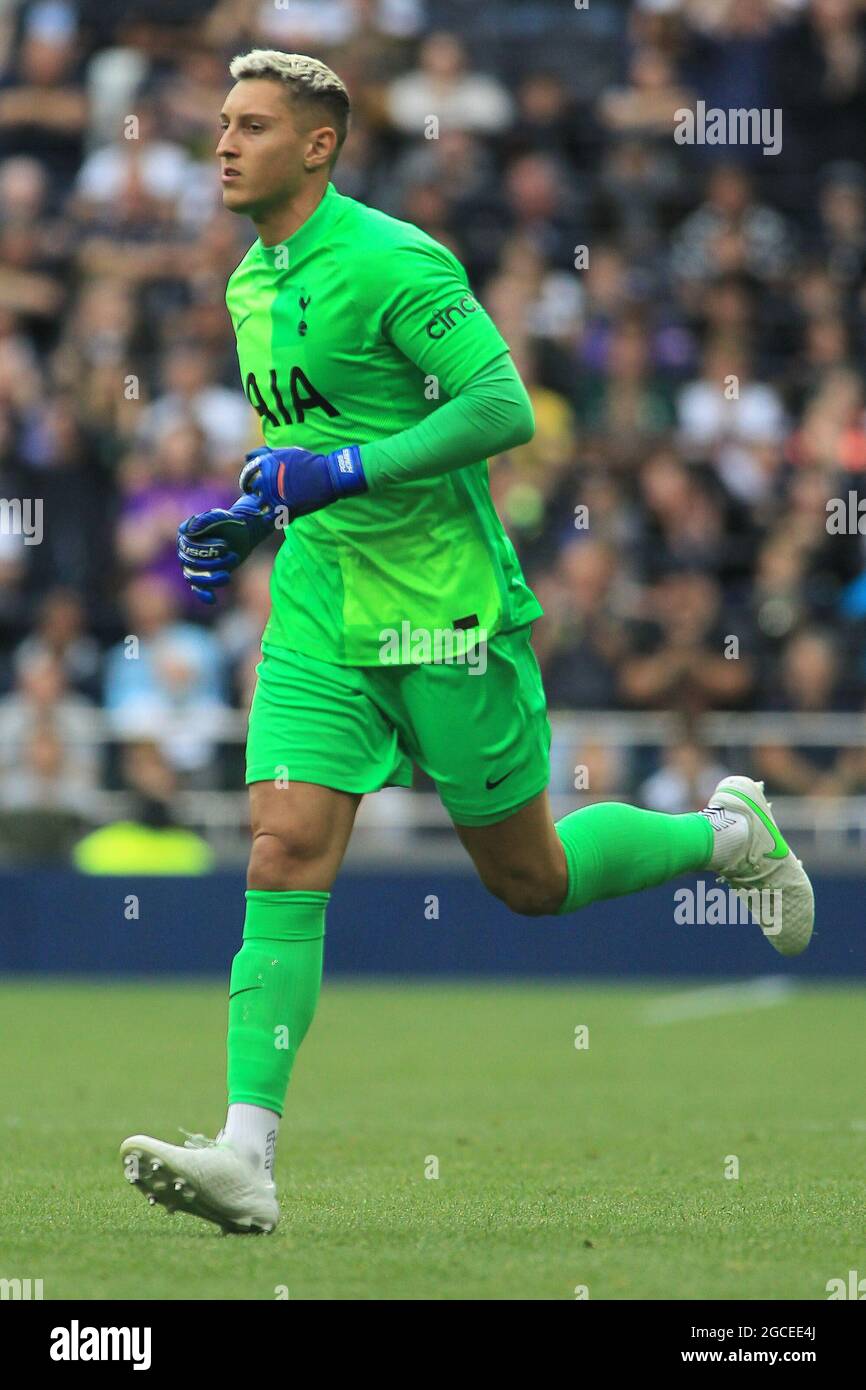 London, UK. 08th Aug, 2021. Pierluigi Gollini, goalkeeper of Tottenham Hotspur during the game. Pre-season friendly match, Tottenham Hotspur v Arsenal at the Tottenham Hotspur stadium in London on Sunday 8th August 2021. this image may only be used for Editorial purposes. Editorial use only, license required for commercial use. No use in betting, games or a single club/league/player publications. pic by Steffan Bowen/Andrew Orchard sports photography/Alamy Live news Credit: Andrew Orchard sports photography/Alamy Live News Stock Photo