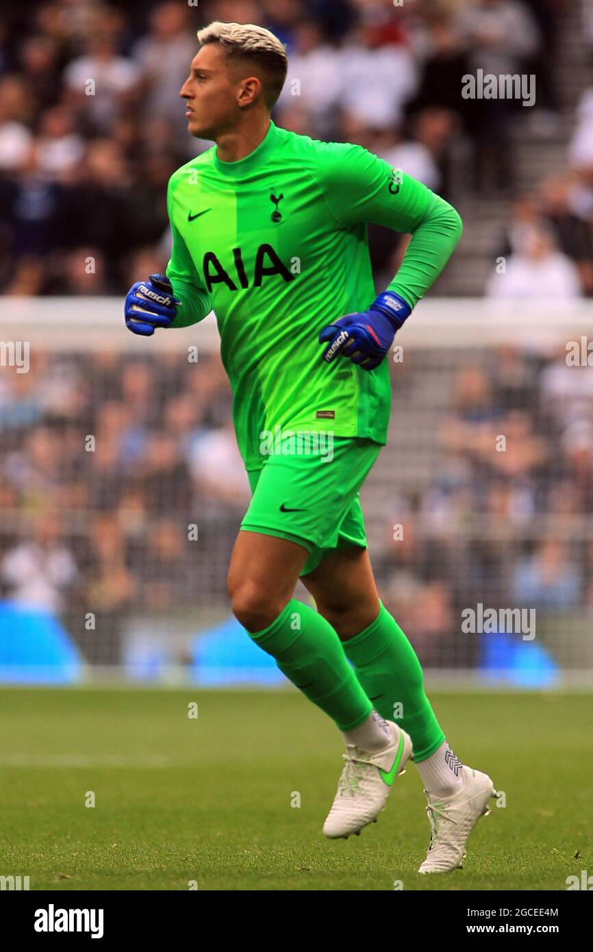 London, UK. 08th Aug, 2021. Pierluigi Gollini, goalkeeper of Tottenham Hotspur during the game. Pre-season friendly match, Tottenham Hotspur v Arsenal at the Tottenham Hotspur stadium in London on Sunday 8th August 2021. this image may only be used for Editorial purposes. Editorial use only, license required for commercial use. No use in betting, games or a single club/league/player publications. pic by Steffan Bowen/Andrew Orchard sports photography/Alamy Live news Credit: Andrew Orchard sports photography/Alamy Live News Stock Photo