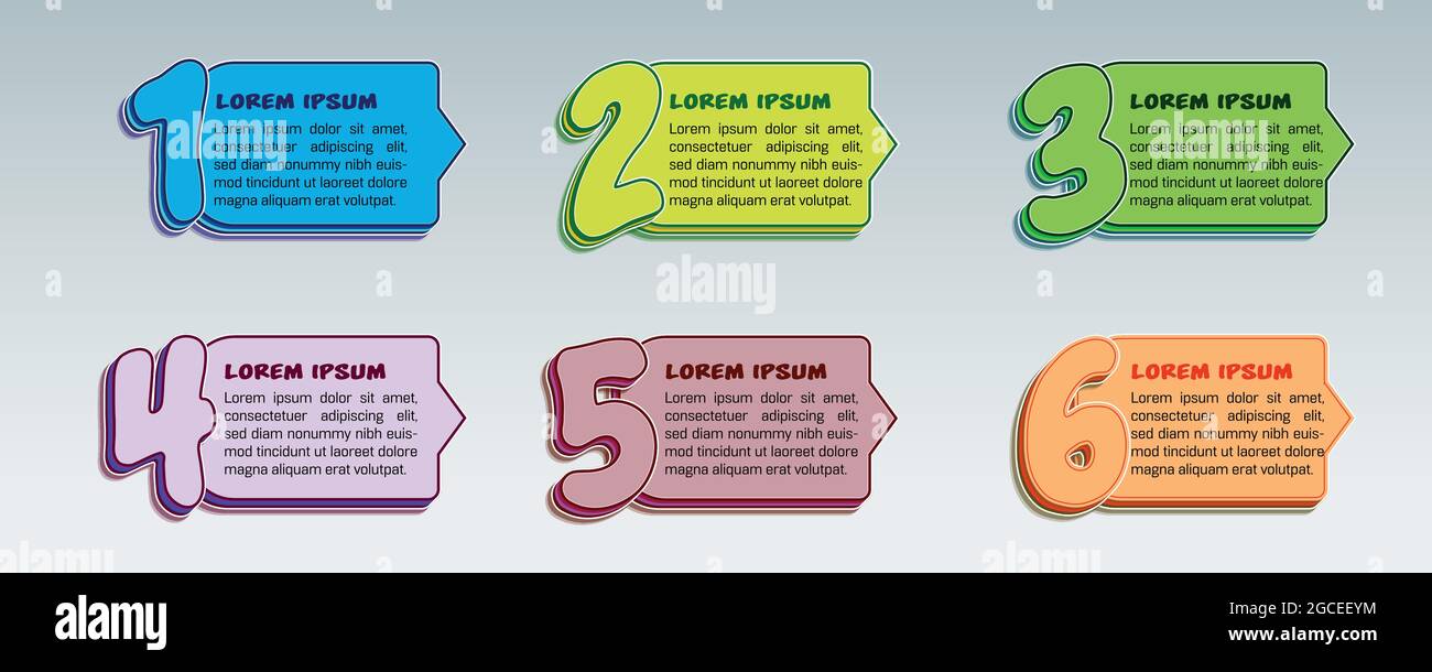 Infographic design template with numbers six option eps 10 Stock Vector
