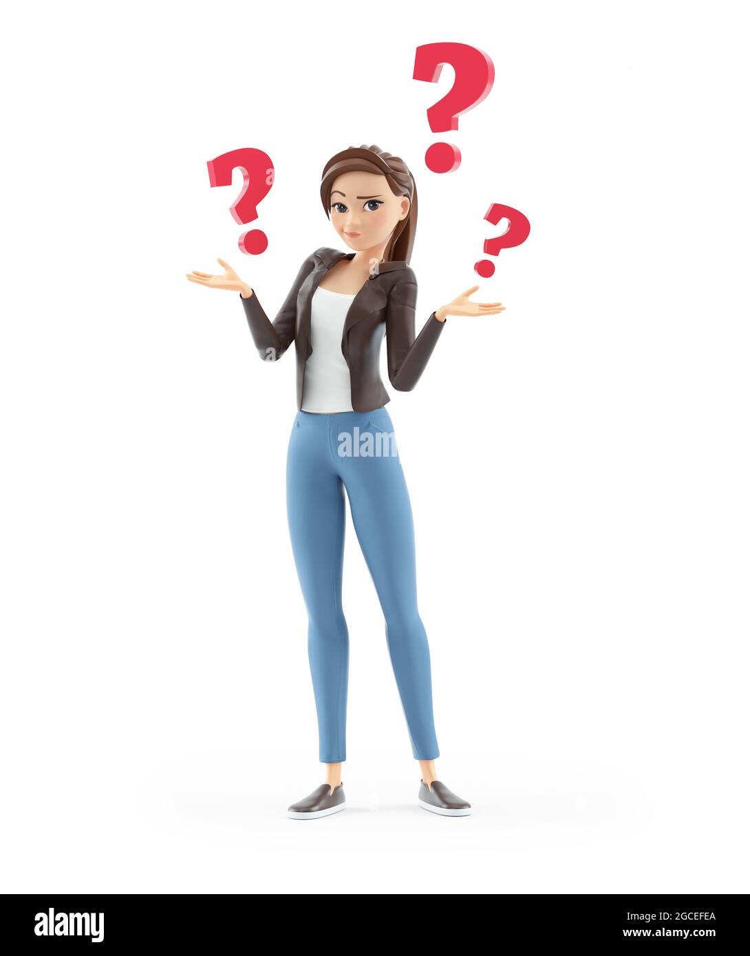 Cartoon confused girl Cut Out Stock Images & Pictures - Alamy