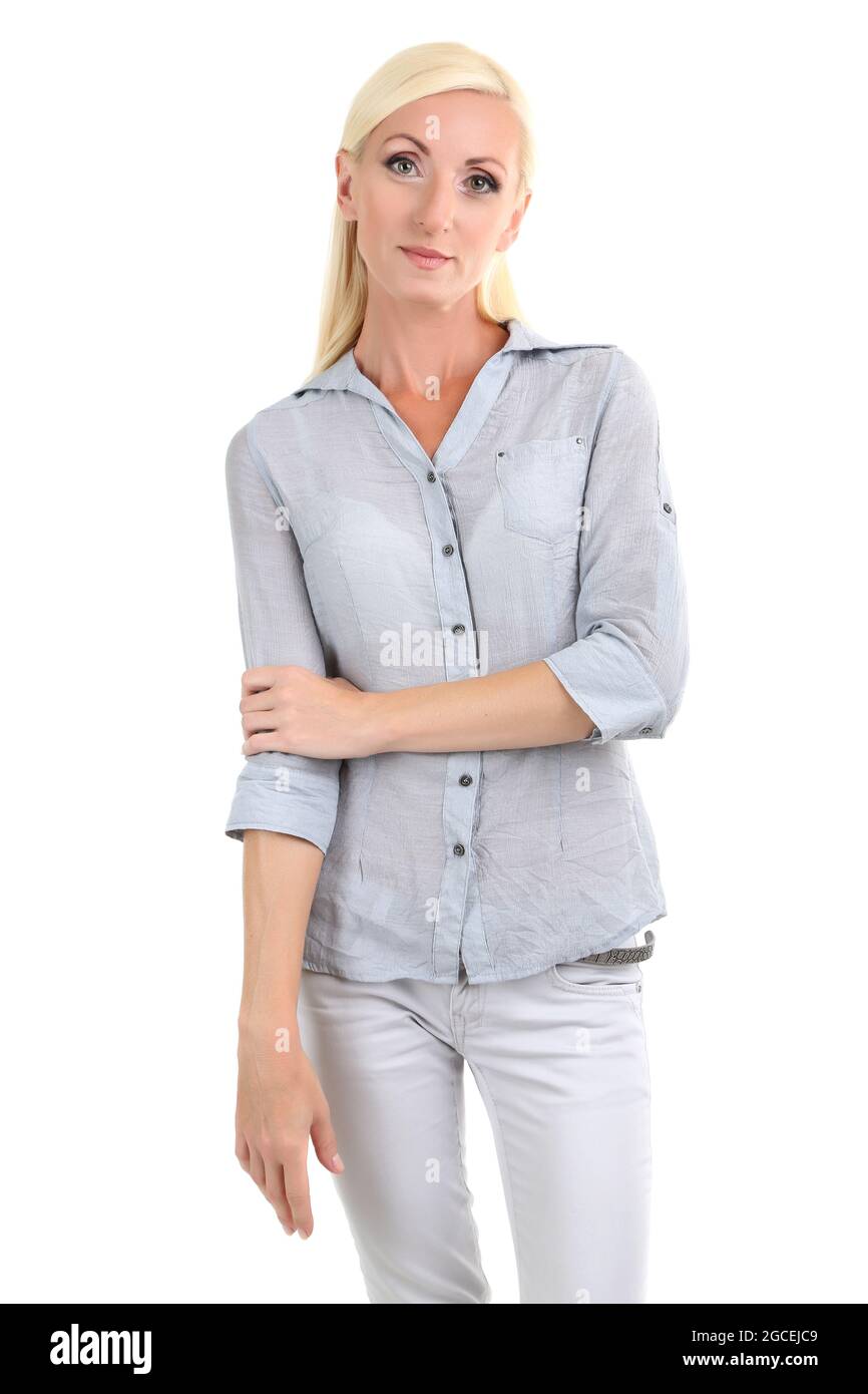 Business woman portrait isolated on white Stock Photo - Alamy