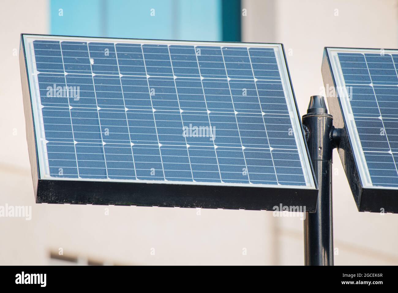 solar panel on the background of a residential building in Dubai. Green