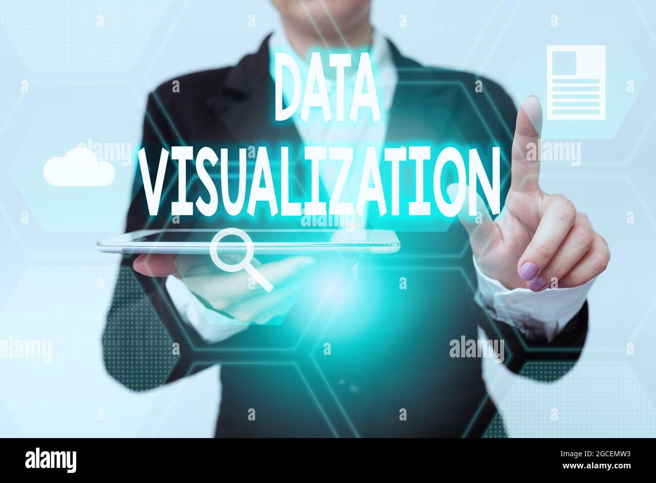Handwriting text Data Visualization. Business overview representation ...
