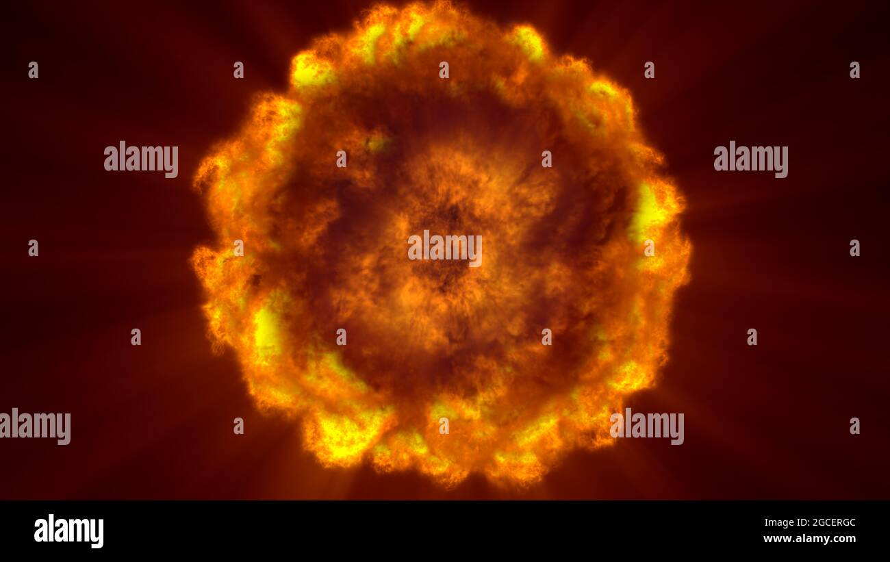 fire flame ball explosion in space, abstract illustration Stock Photo ...
