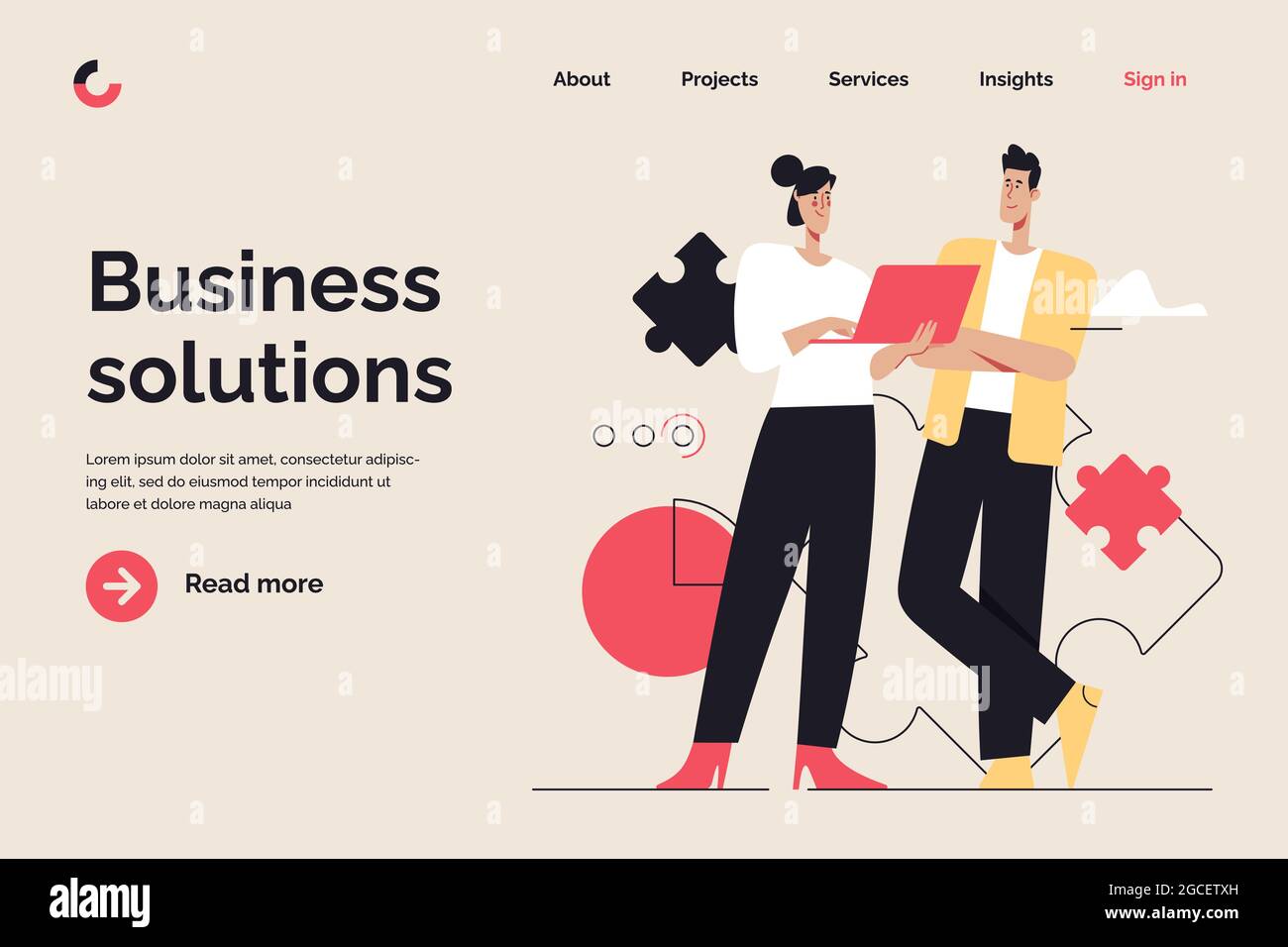 Business concept flat style outline vector illustration on the subject ...