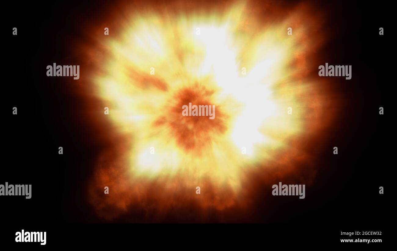 fire flame ball explosion in space, abstract illustration Stock Photo ...