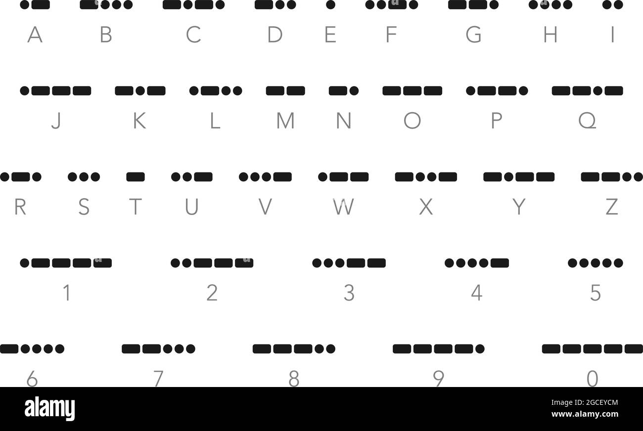 International morse code set of alphabet letters and numbers in vector Stock Vector