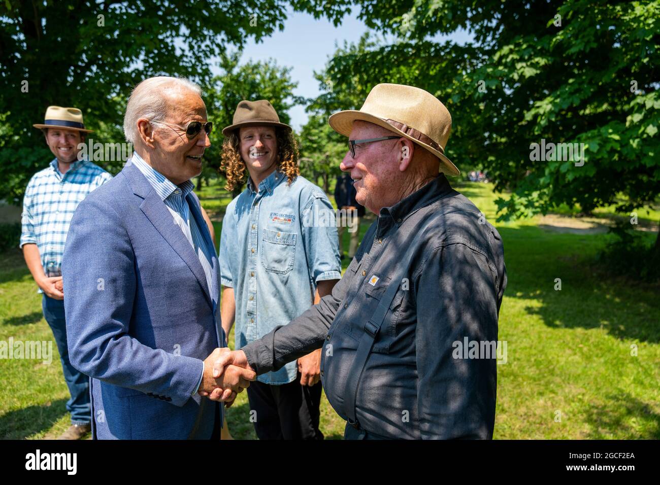 President Joe Biden tours King Orchards with members of the King family
