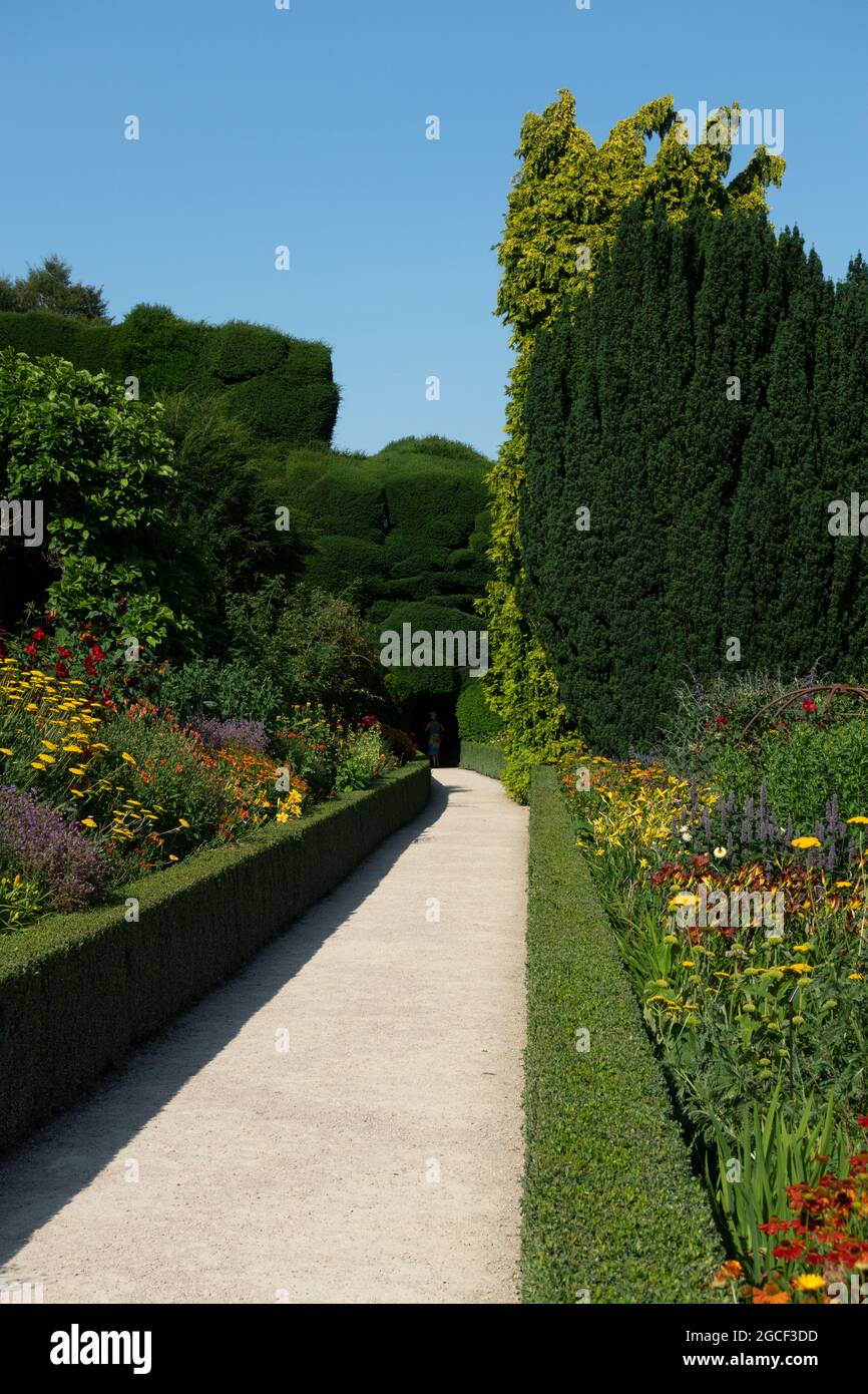 A view of the perennial borders at Powis castle, Wales - a National Trust property Stock Photo