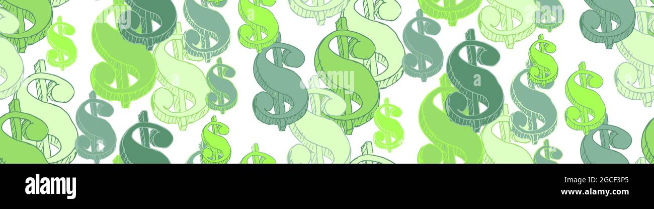 Seamless Pattern of the symbols of dollar currency on white background ...