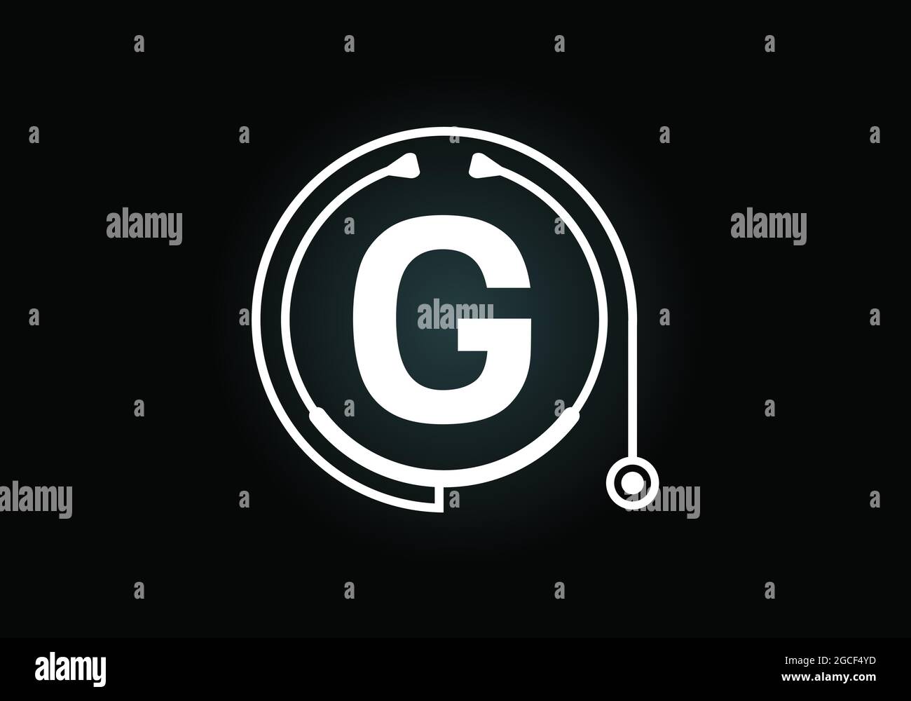Initial G monogram alphabet with doctor stethoscope. Vector stethoscope ...