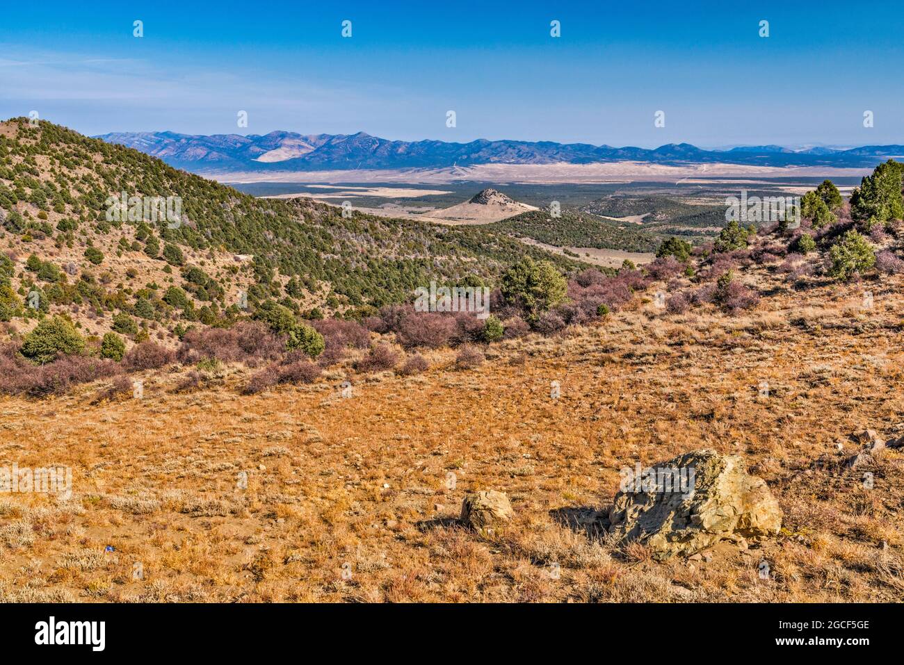 Wah Wah Mountains, view from Indian Peak Range, Great Basin Desert, near Modena, Utah, USA Stock Photo
