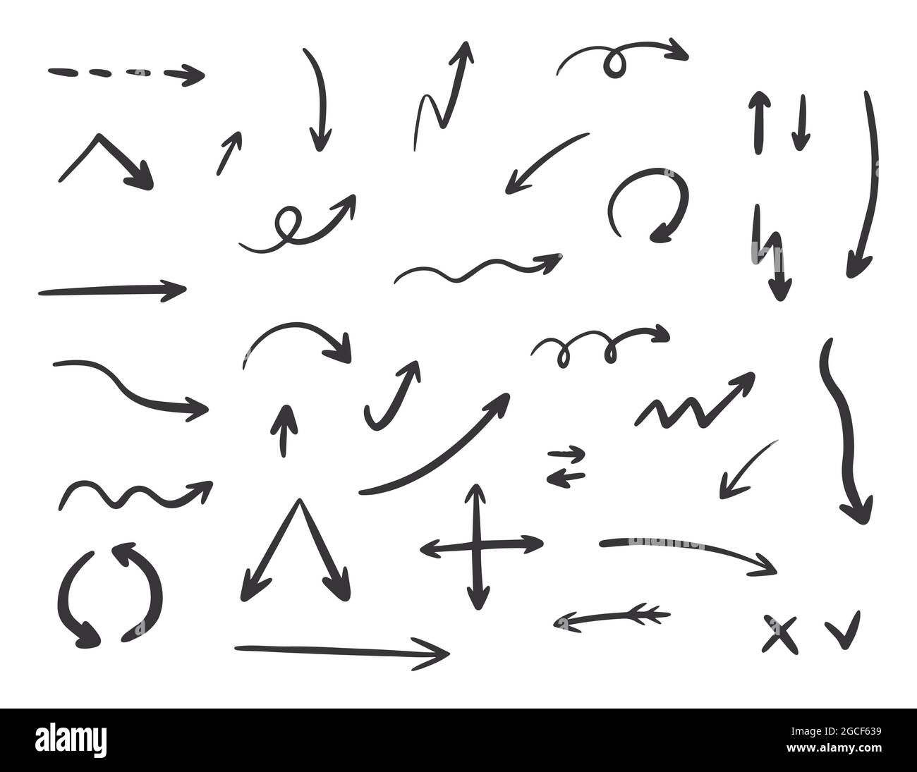Hand drawn vector arrow set collection. Iillustration isolated on white ...