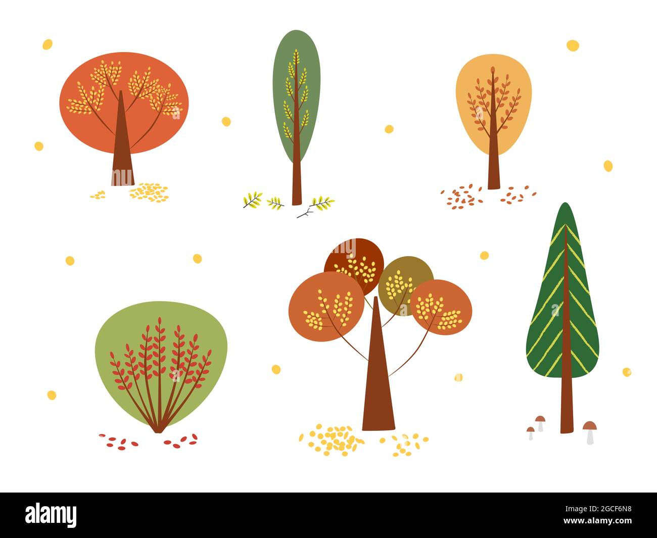 Set autumn trees on isolated white background Stock Vector Image & Art ...