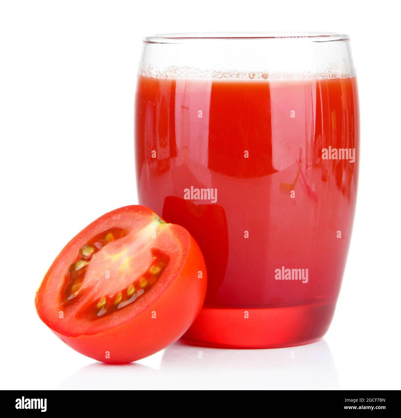 Tomato juice in glass, isolated on white Stock Photo Alamy