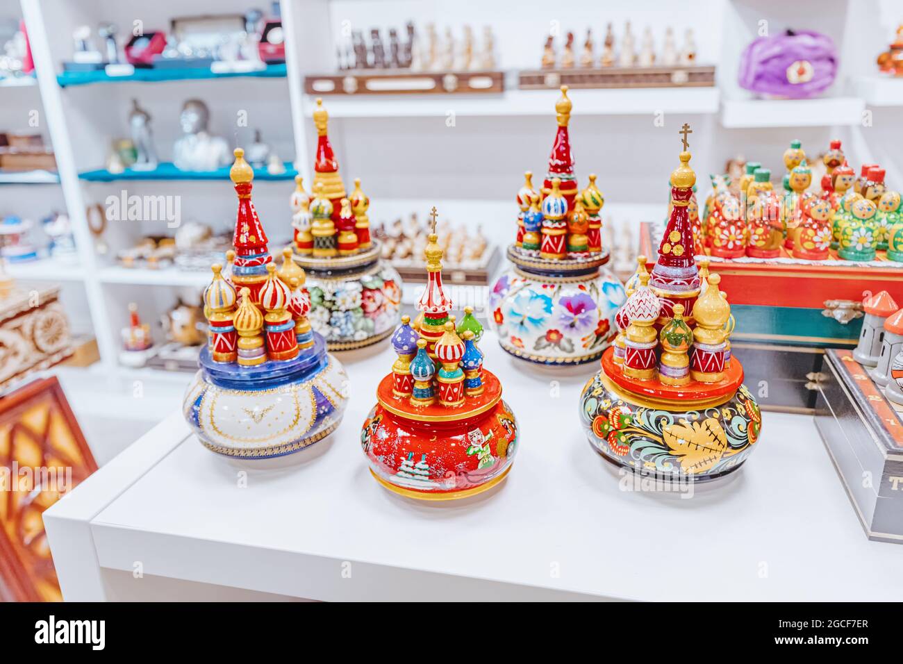 Things Made In Russia Assortment of various Russian wooden handmade souvenirs of St. Basil ...