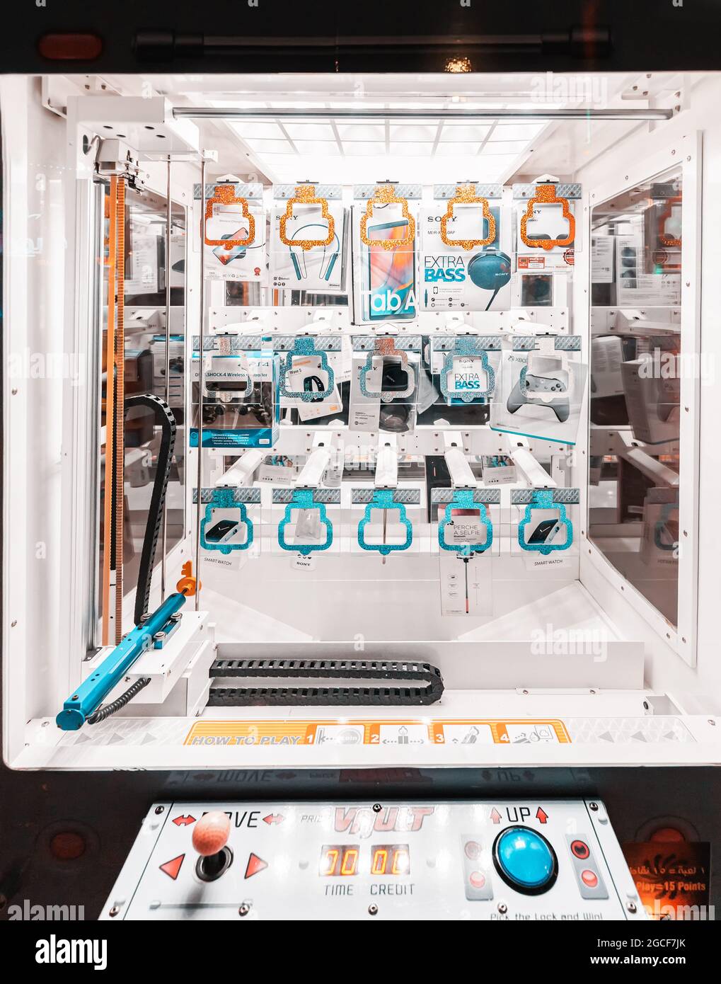 26 February 2021, UAE, Dubai Coin operated machine which allows you to