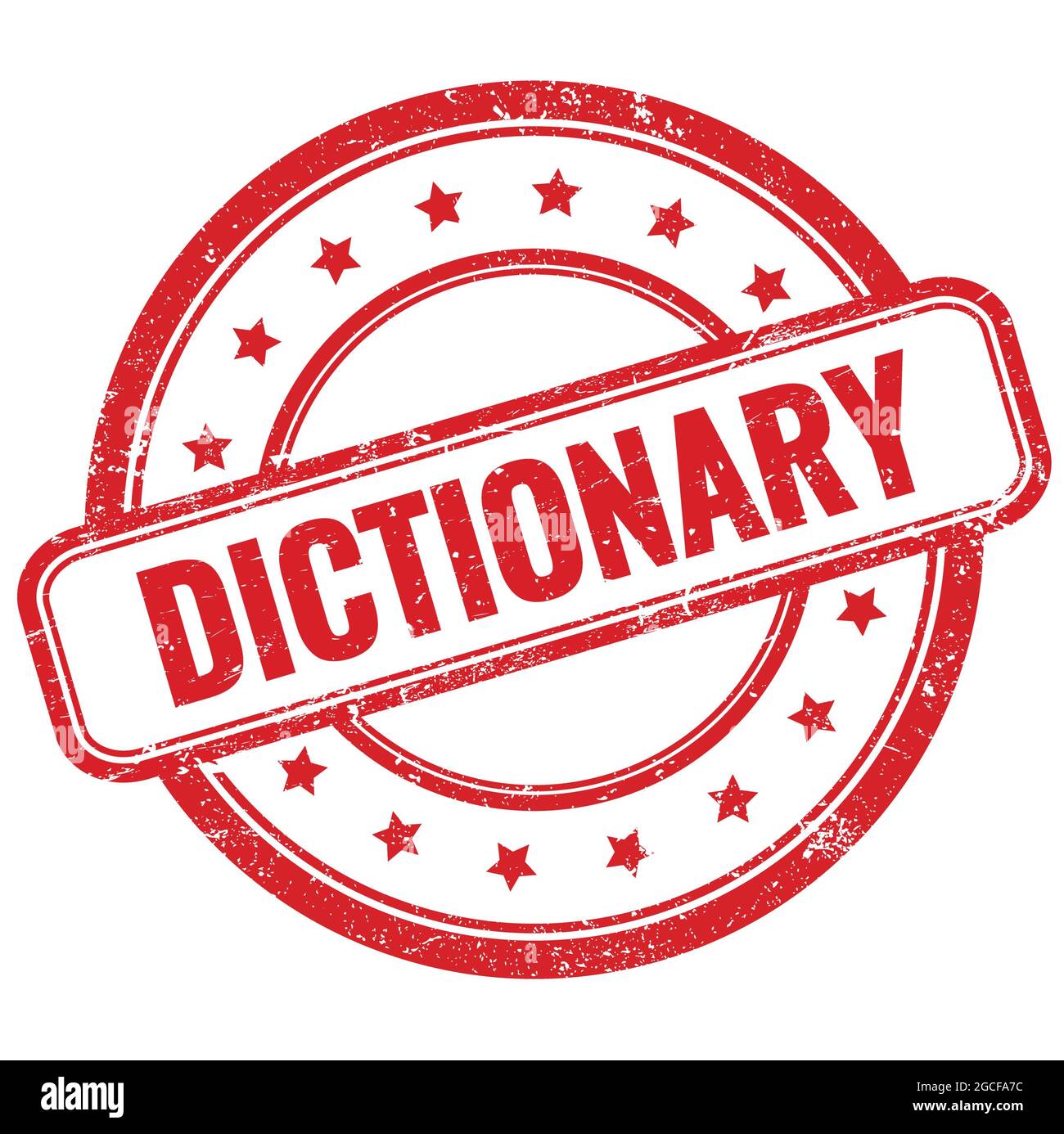 DICTIONARY text on red vintage grungy round rubber stamp Stock Photo