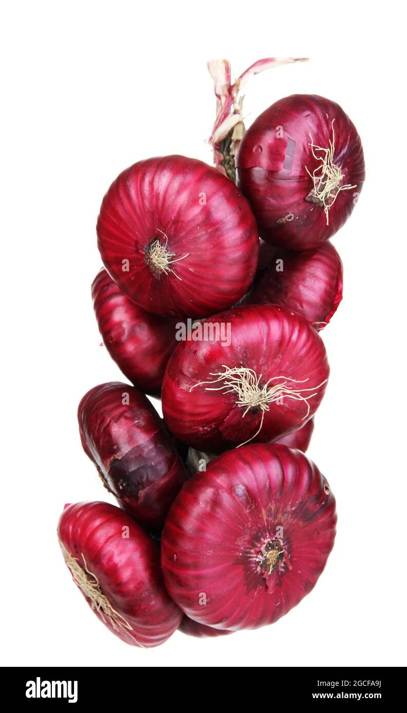 Fresh red onions isolated on white Stock Photo Alamy