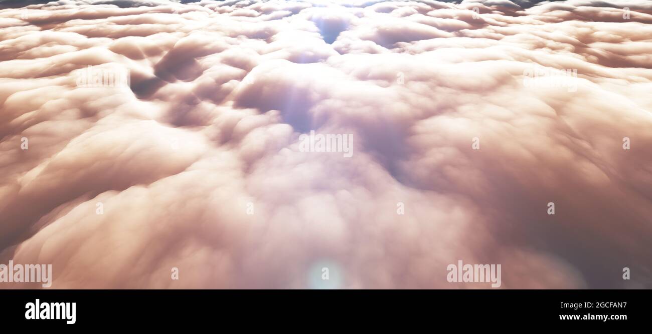 Sun Rays Render above clouds sun ray 3d render illustration Stock Photo - Alamy