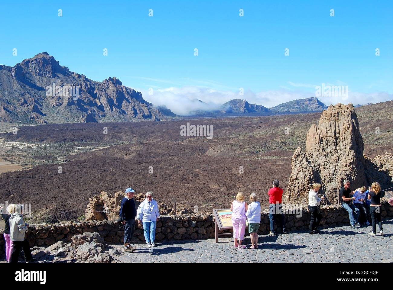 Lookout point at Los Roques de Garcia, Parque Nacional Del Teide, Tenerife, Canary Islands, Spain Stock Photo