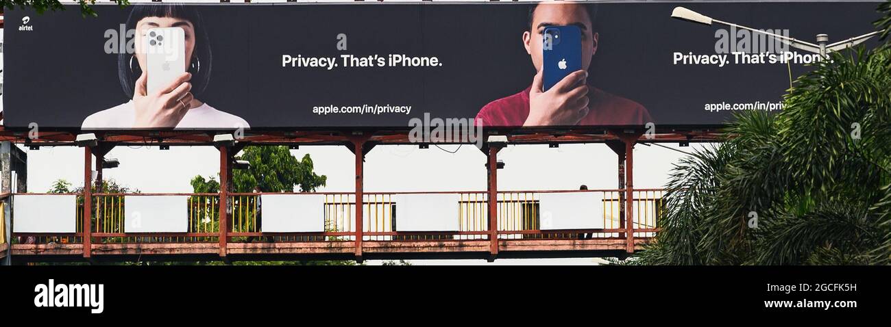 The rollout comes after the iPhone’s privacy and security have come into question post the latest Pegasus revelations. All iPad and iPhone users are advised to quickly install the iOS 14.7.1 update and iPadOS 14.7.1 update on their devices. These type of hoardings are all over Kolkata, West Bengal; India. Stock Photo