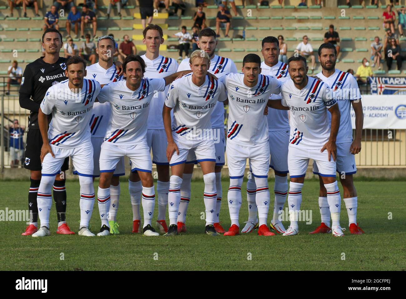 Pavia, Italia. 07th Aug, 2021. Pavia (PV), Italia, 07 Agosto, stadio Pietro  Fortunati, incontro amichevole tra le squadre dell'UC Sampdoria e  dell'Hellas Verona, nella foto: la formazione della Sampdoria Credit:  Independent Photo