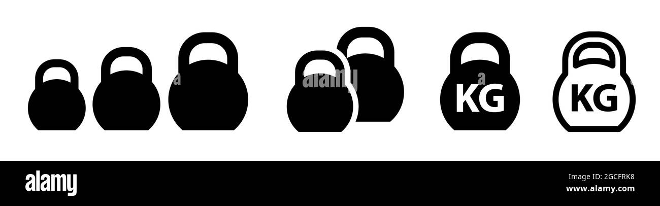 Different kettlebell weights symbols strength body training vector illustration icons Stock Vector