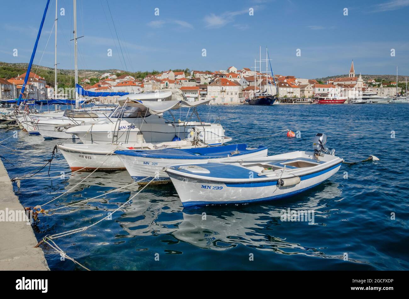 Picturesque old town of Milna. Milna is situated on west coast of Brac island in Croatia. Stock Photo