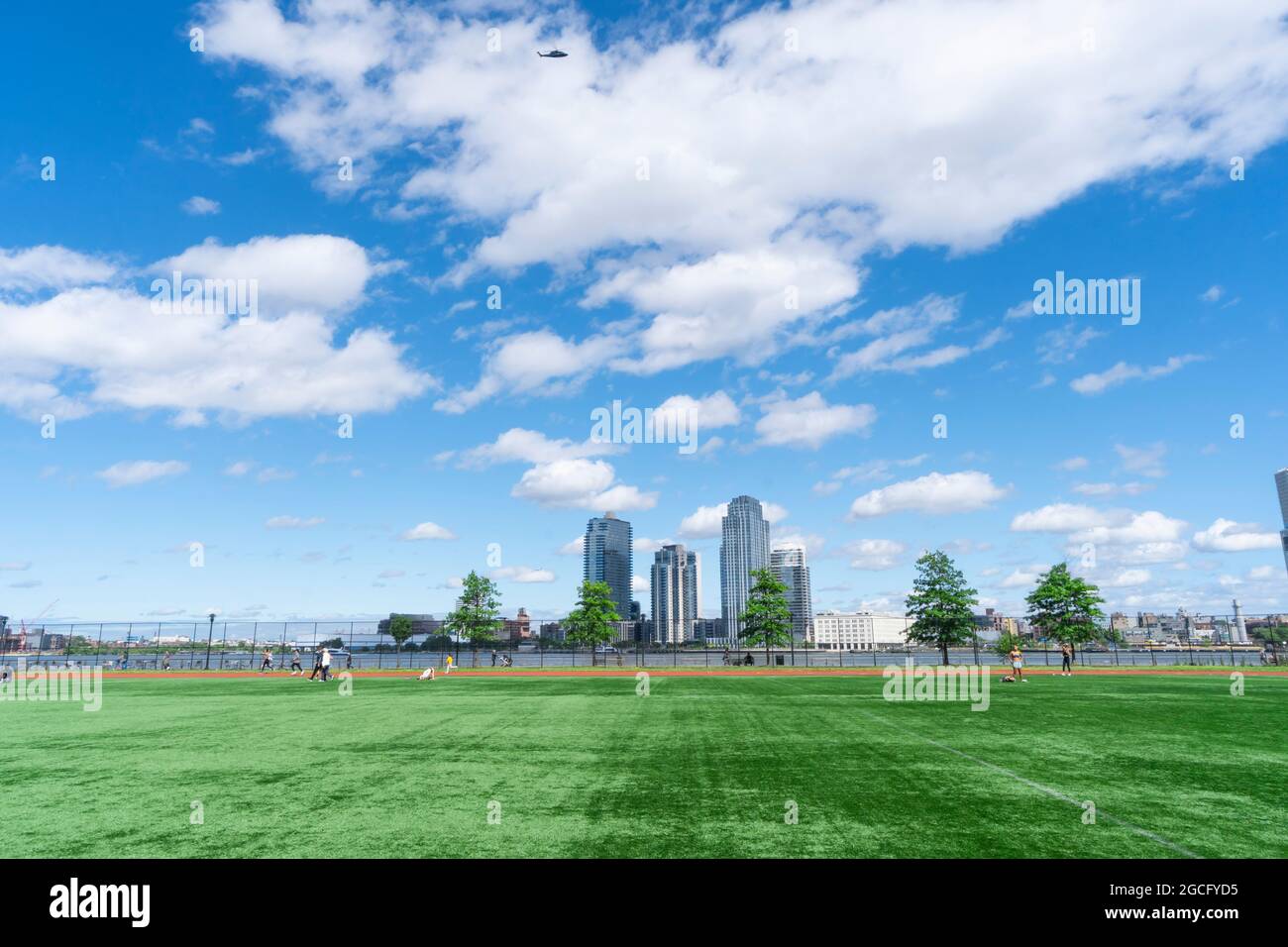 Clouds float over the John V. Lindsay East River Park Track in East
