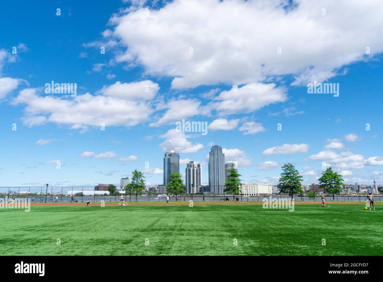 Clouds float over the John V. Lindsay East River Park Track in East