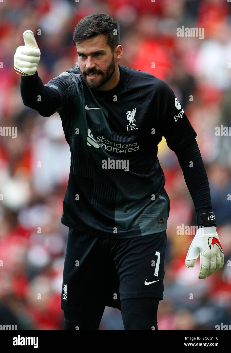 Liverpool, England, 8th August 2021. Alisson Becker of Liverpool during the  Pre Season Friendly match at Anfield, Liverpool. Picture credit should  read: Darren Staples / Sportimage Stock Photo - Alamy