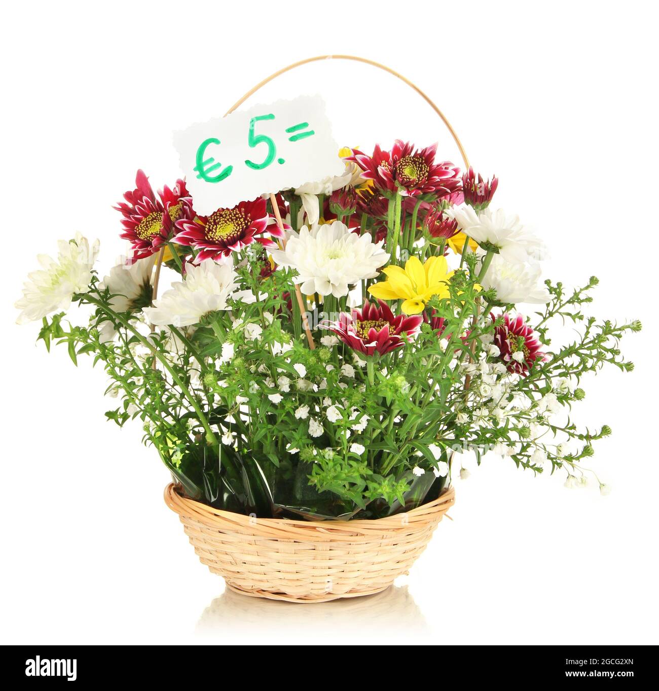 Bouquet of fresh flowers for sale isolated on white Stock Photo Alamy