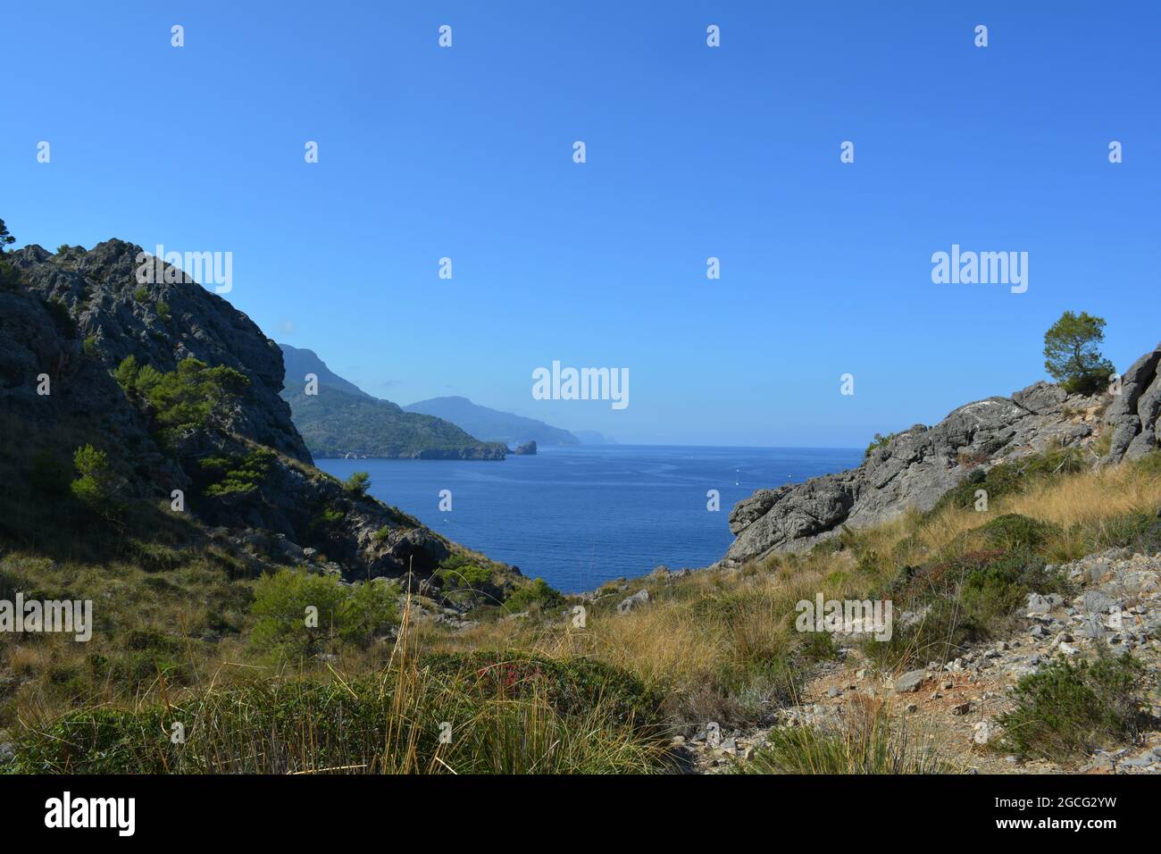 Hiking trail on the coast near Son Augustinus  to Port de Sóller, Majorca, Spain Stock Photo
