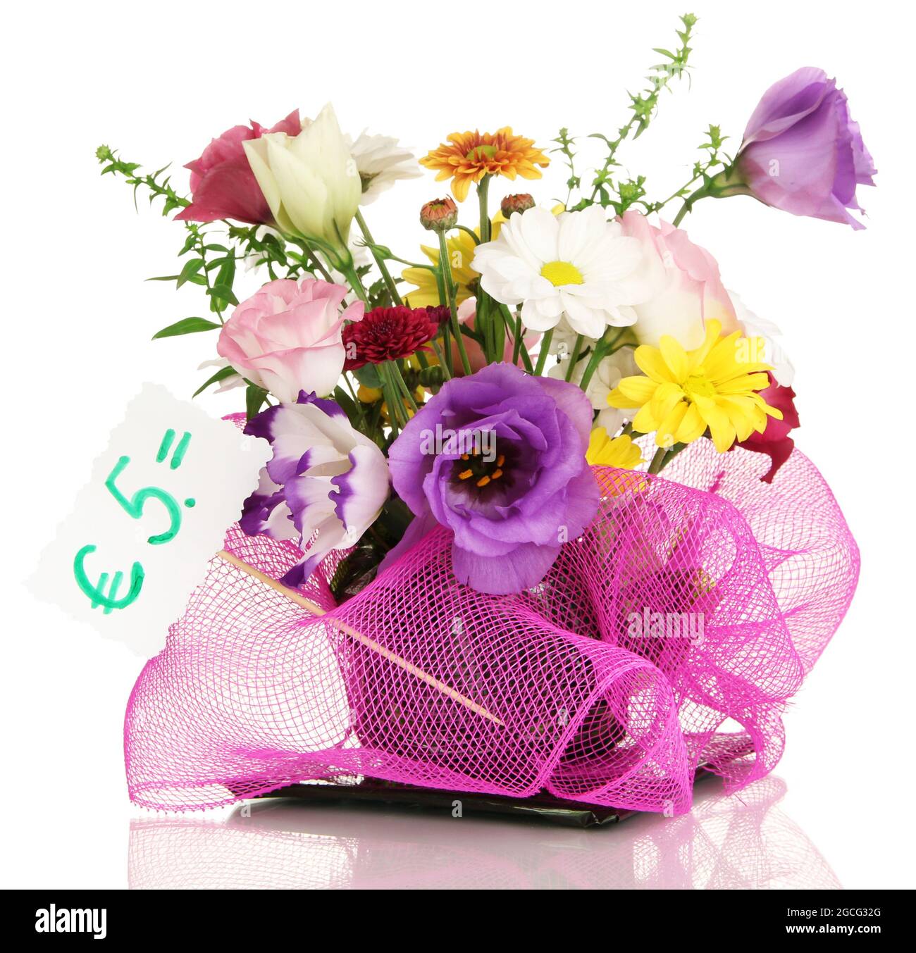 Bouquet of fresh flowers for sale isolated on white Stock Photo Alamy