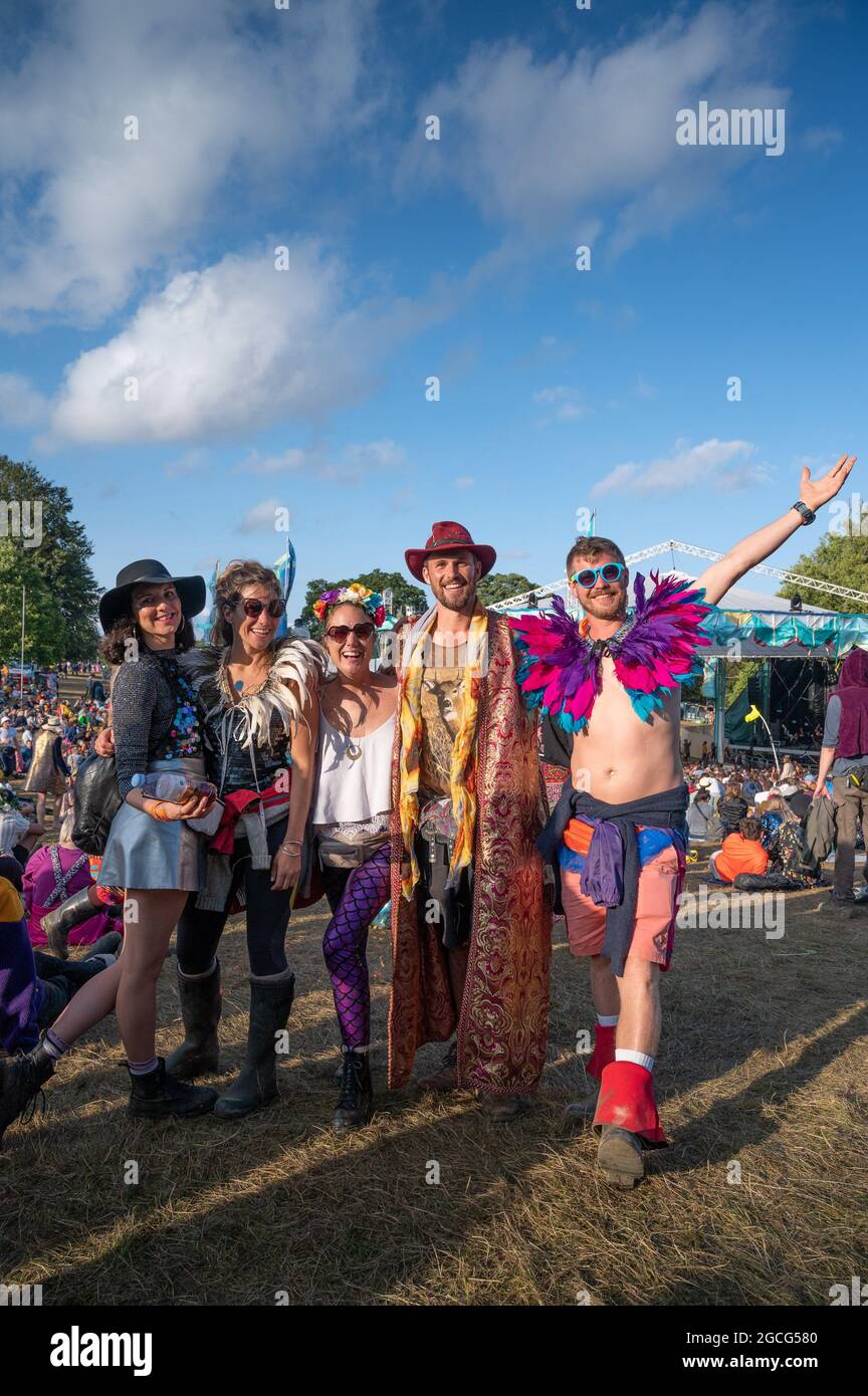 Wilderness Festival, Oxfordshire, UK. 8th Aug, 2021. Revellers enjoy Wilderness Festival's fourth and final day of its 10th year. It was postponed in 2020 due to Covid, but has been able to go ahead in 2021 with strict testing in place. Credit: Andrew Walmsley/Alamy Live News Stock Photo
