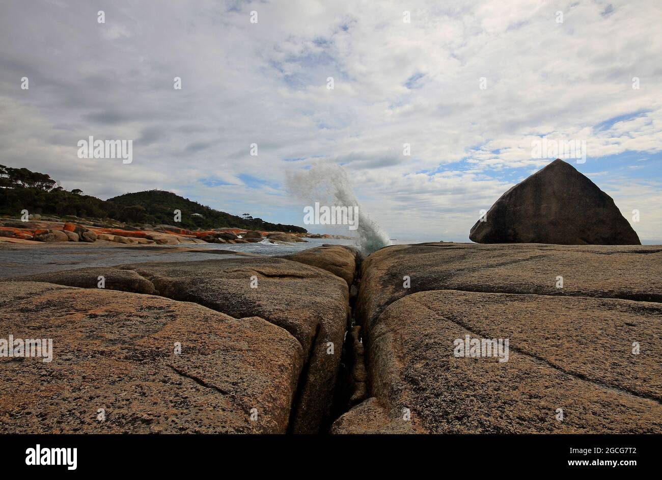 blow hole at bicheno in tasmania Stock Photo