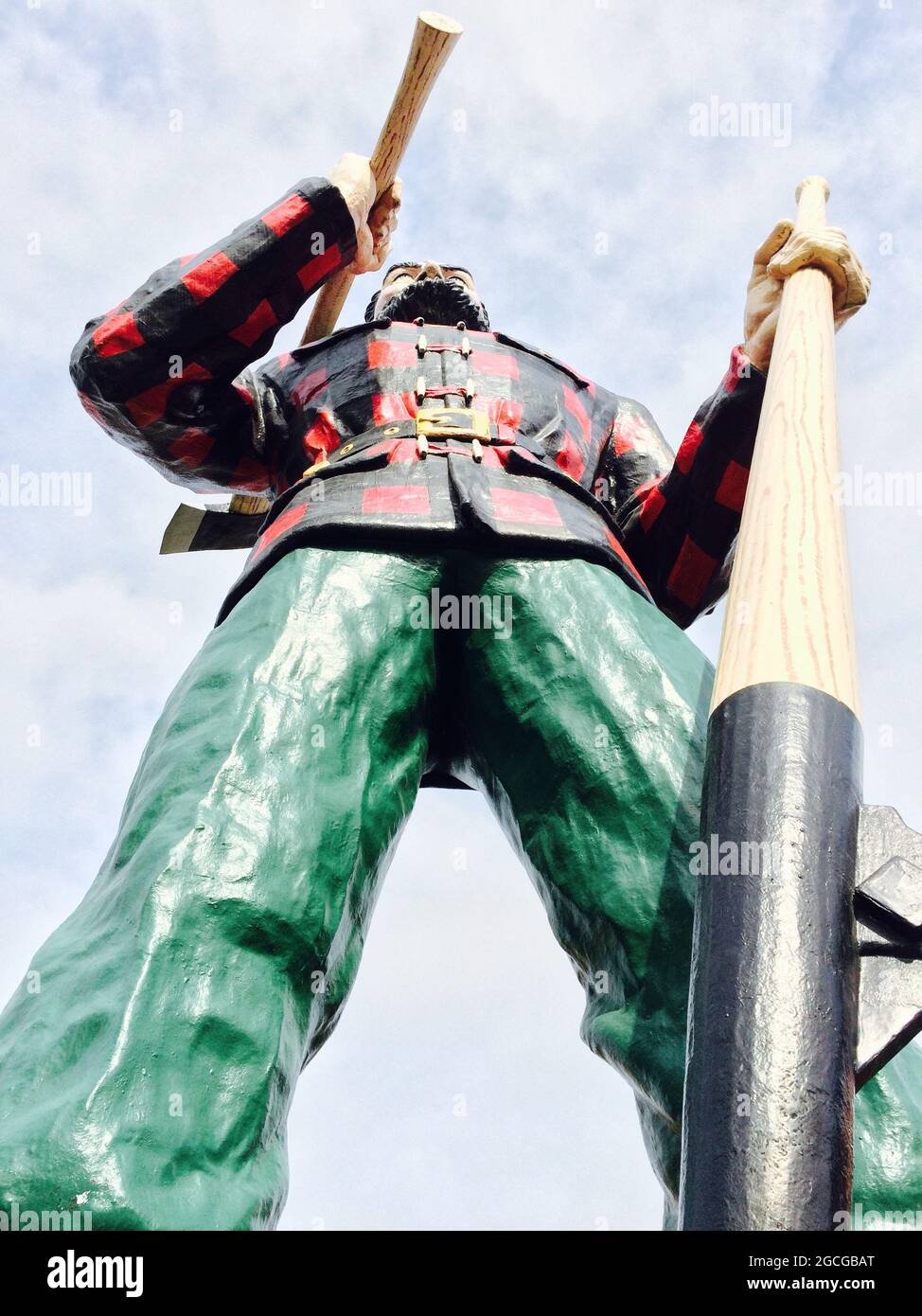 A vertical shot of the statue of Paul Bunyan on a sunny day in Bangor, Maine Stock Photo Alamy