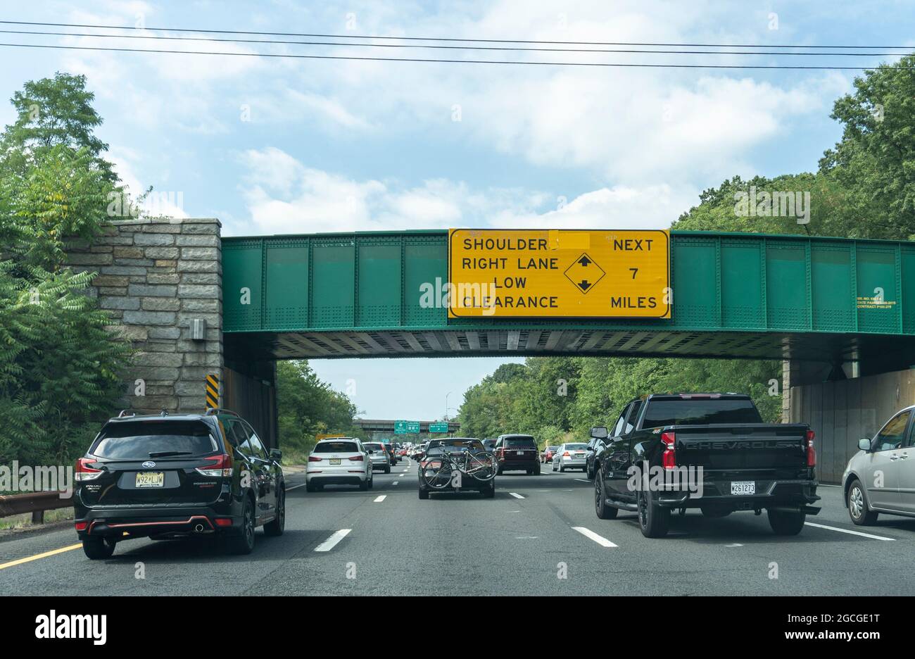 Heavy traffic on a weekend on the Garden State Parkway in New Jersey