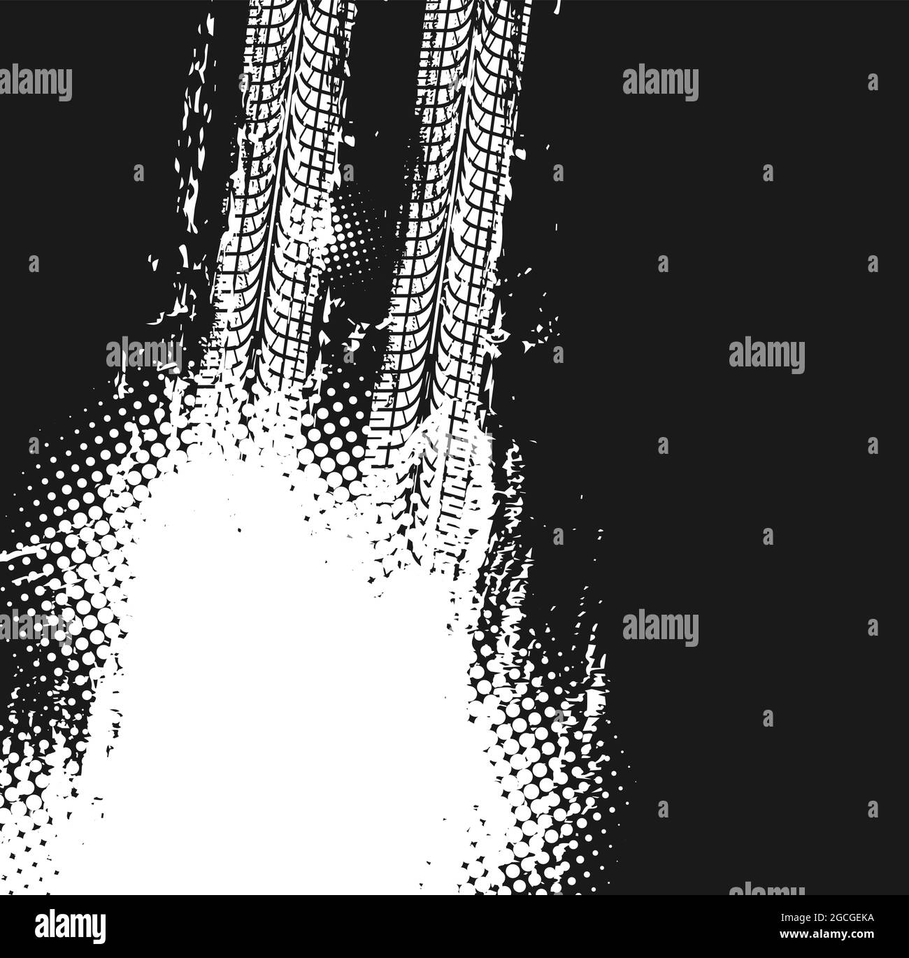 Car tire grungy tracks, vehicle wheel marks background. Tyre rubber trails, offroad car dirty