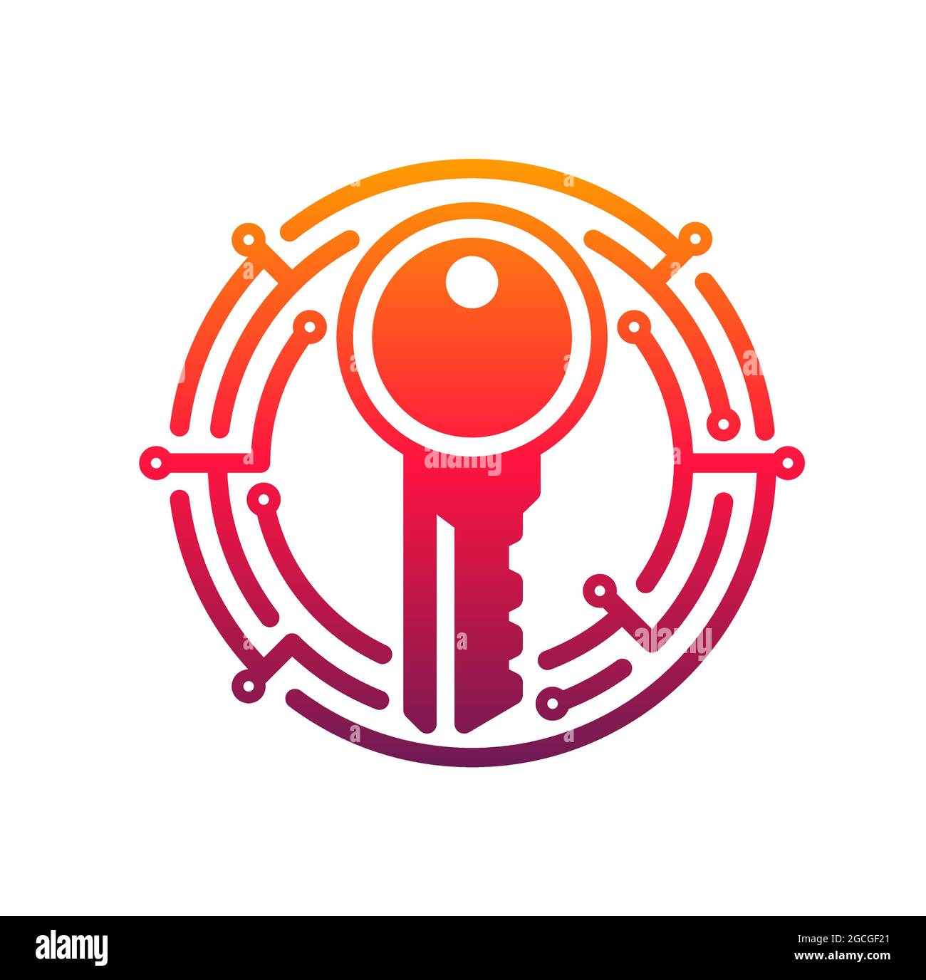 Cyber security key vector icon of network data secure technology