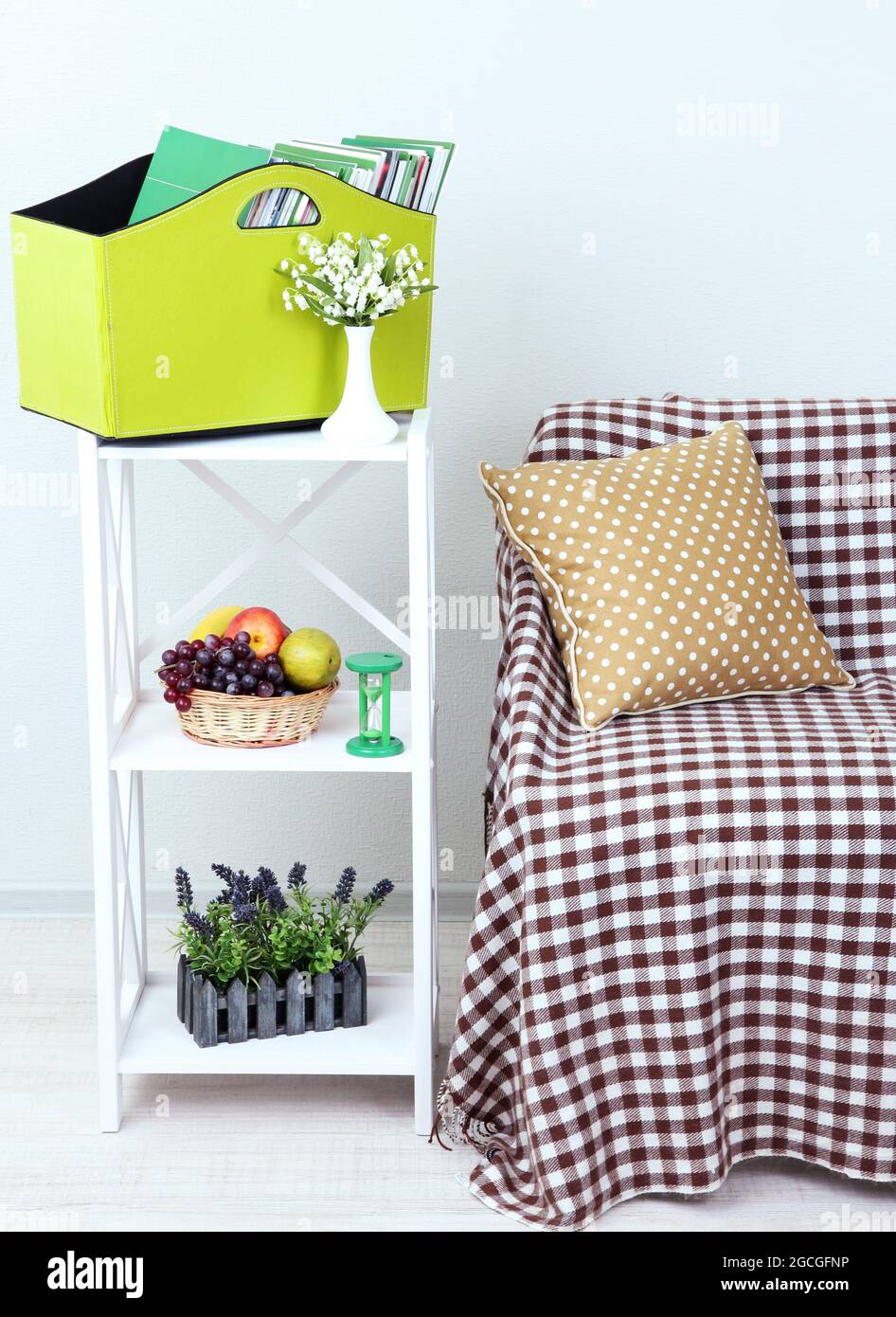 magazines-and-folders-in-green-box-on-shelf-in-room-stock-photo-alamy