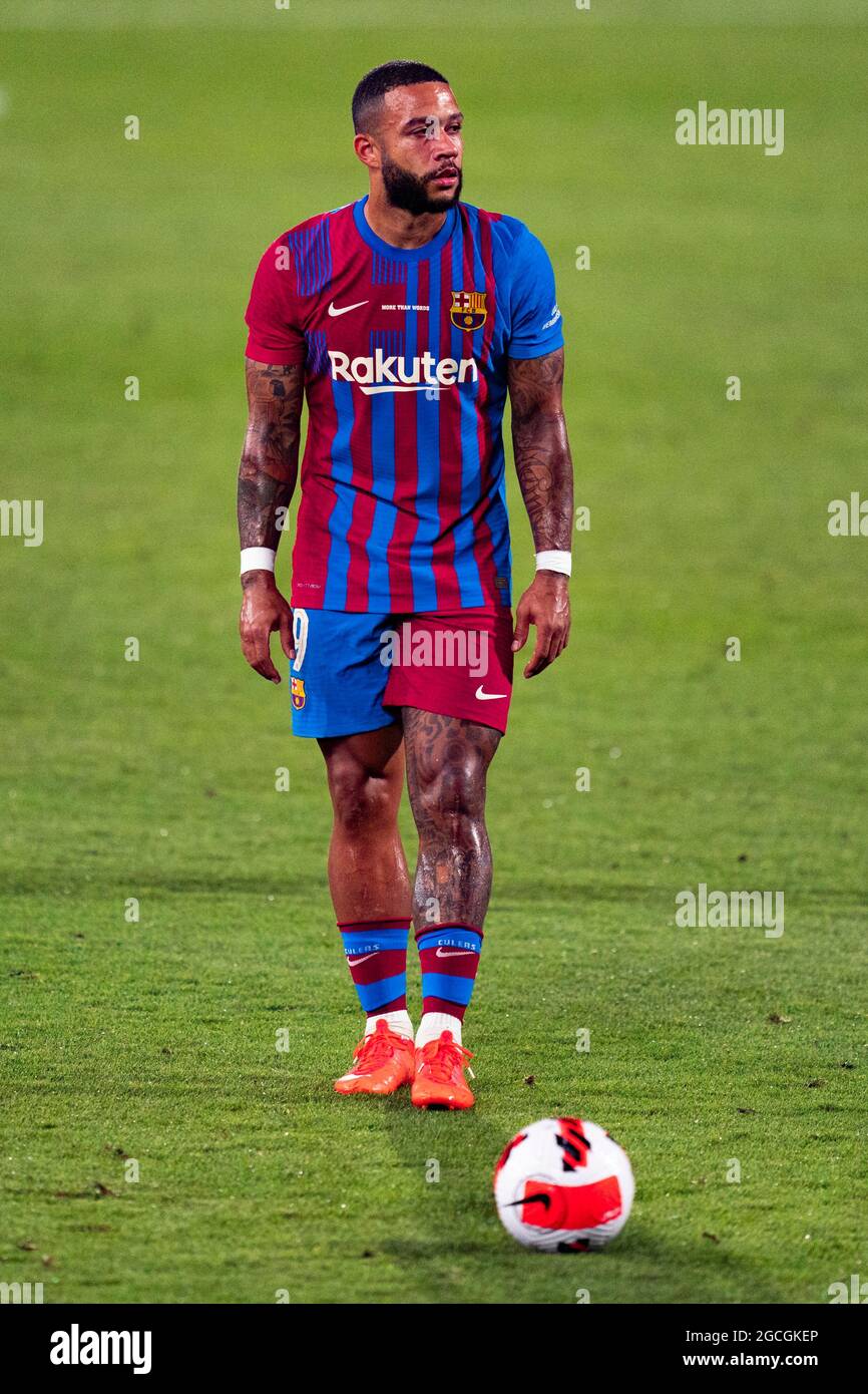 Barcelona, Spain. 8th Aug, 2021. Memphis Depay (FC Barcelona), during Joan  Gamper Trophy football match between FC Barcelona and Juventus, at Johan  Cruyff Stadium in Barcelona, Spain, on August 8, 2021. Foto: