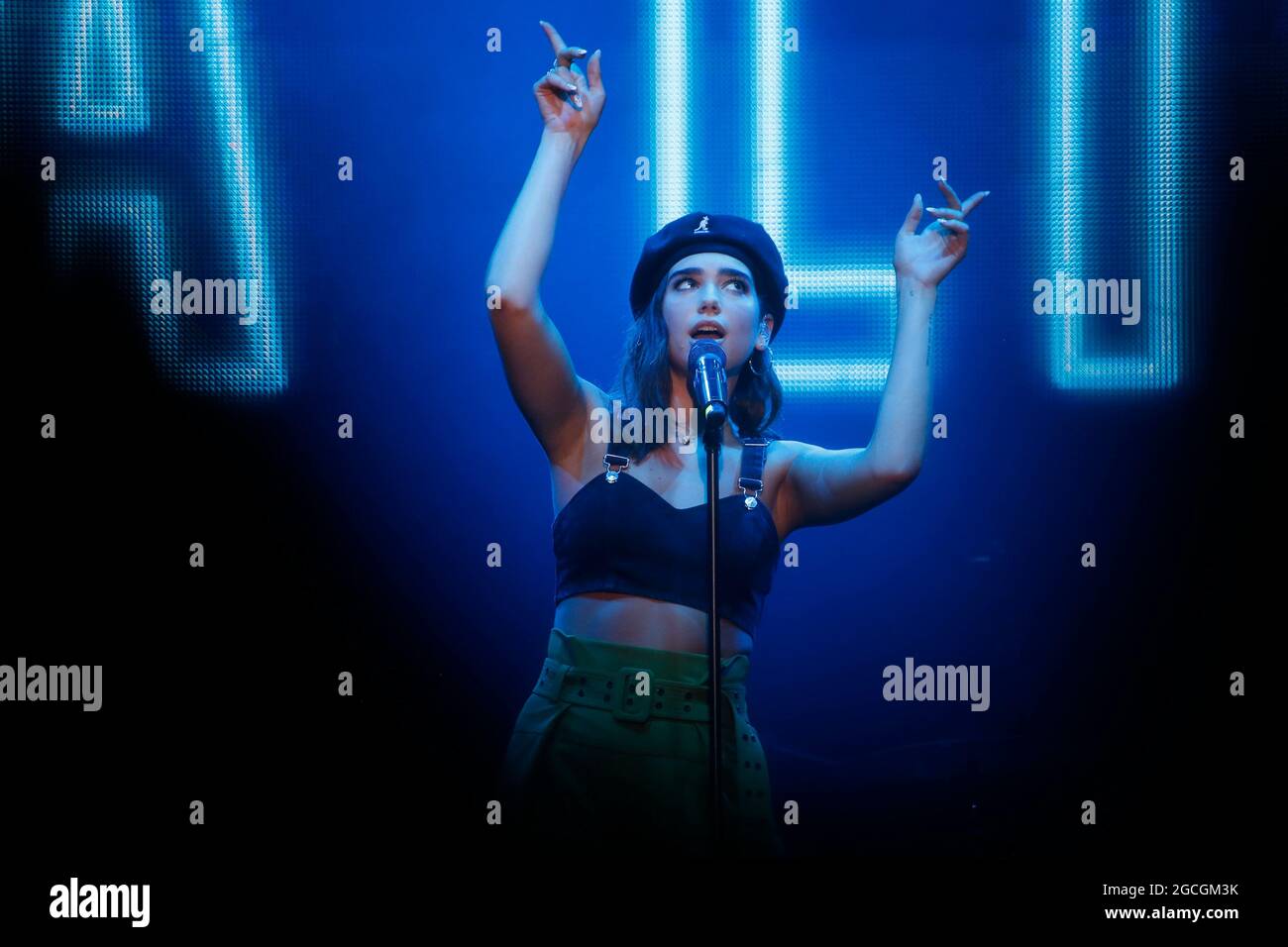 British Singer Dua Lipa performs on the stage during an Pentaport Rock Festival 2017 in Incheon, South Korea. Stock Photo