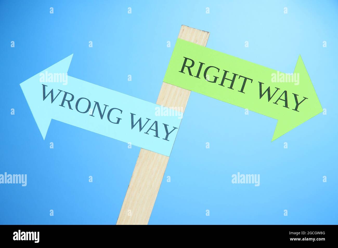 Conceptual road signs on choice and decisions Stock Photo - Alamy