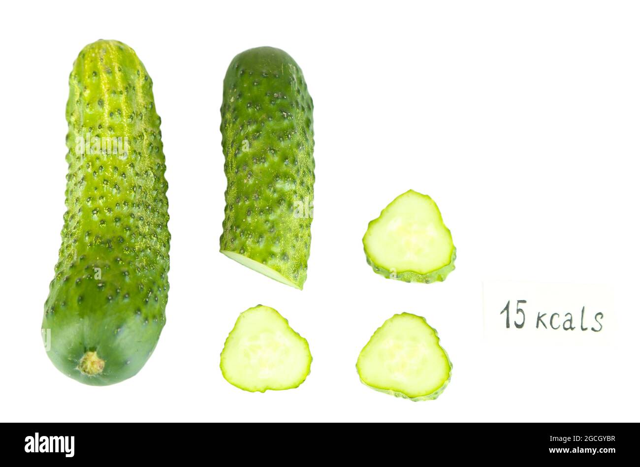 Calorie content of cucumber isolated on white Stock Photo Alamy