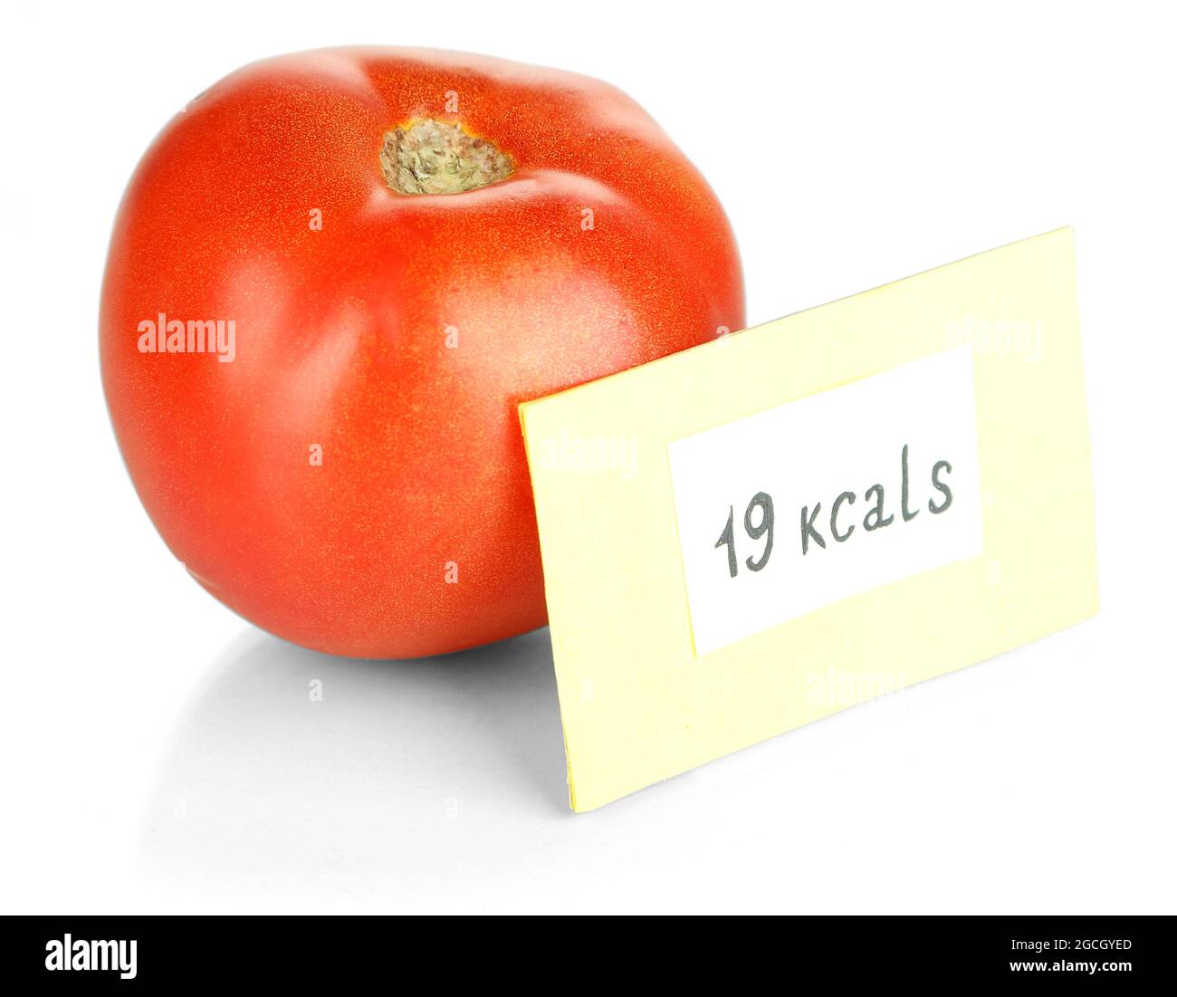 Calorie content of tomato isolated on white Stock Photo Alamy