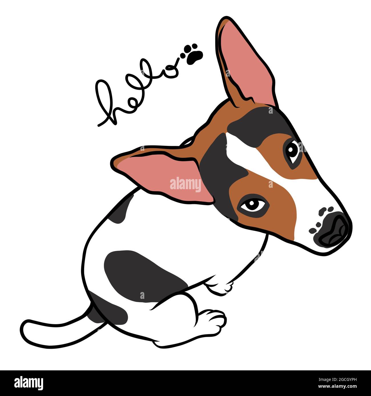 Jack Russell puppy dog portrait cartoon vector illustration Stock