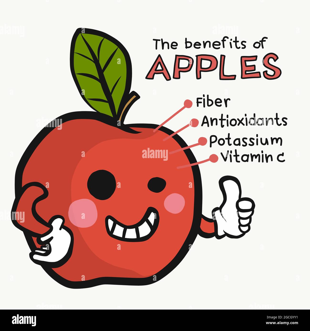 Benefits of apple cute cartoon vector illustration Stock Vector Image & Art  - Alamy