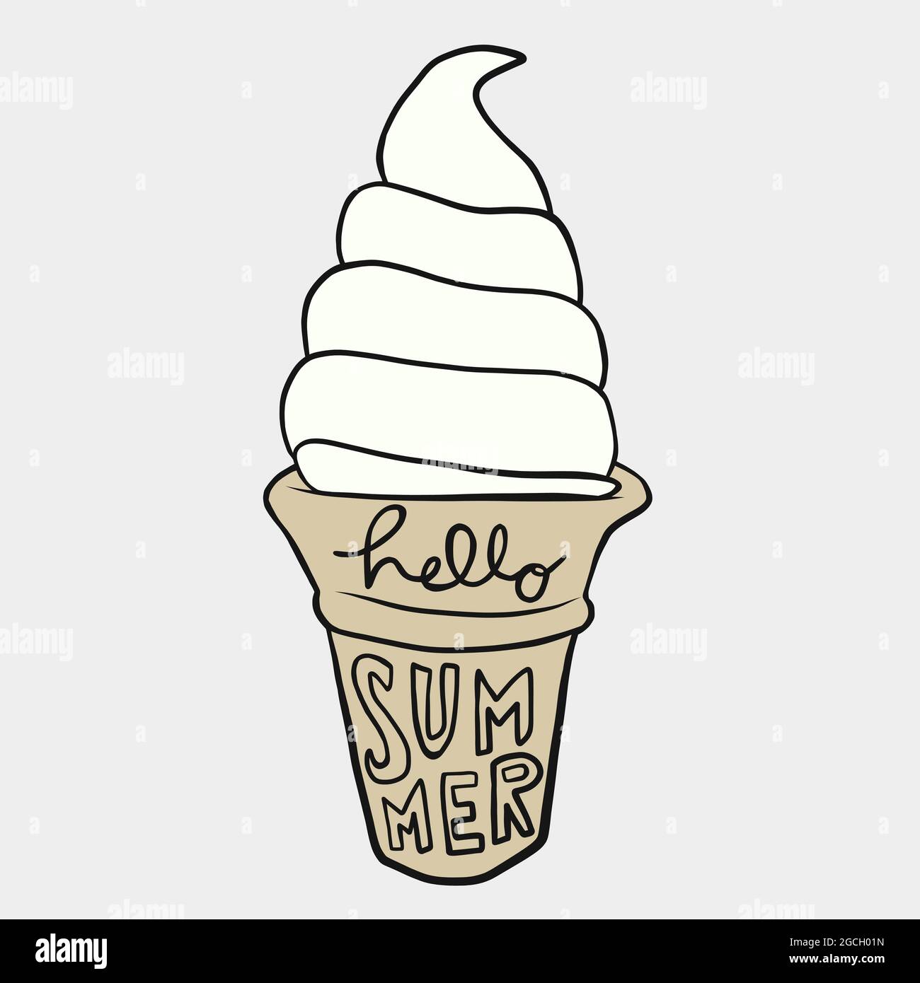 hello summer ice cream cone vector illustration Stock Vector Image ...